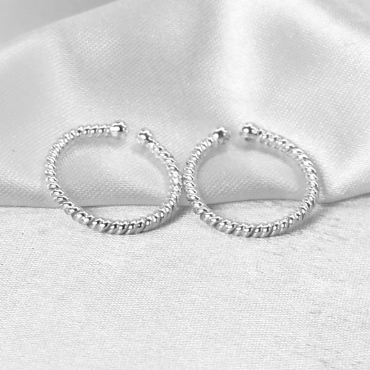 Rope texture open toe ring crafted in 925 Sterling Silver