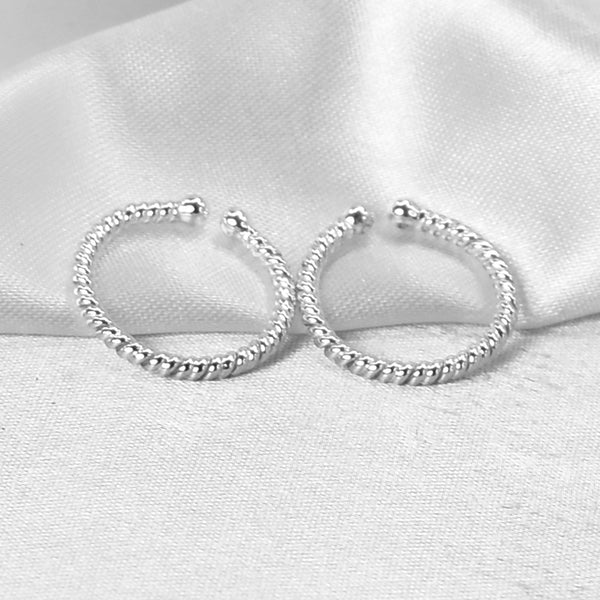 Rope texture open toe ring crafted in 925 Sterling Silver