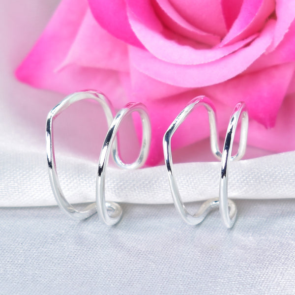Abstract design toe ring with adjustable open style in 925 Sterling Silver