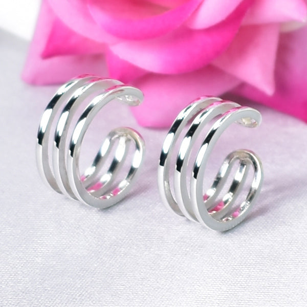 Triple band open cuff toe ring with adjustable modern style in 925 sterling silver