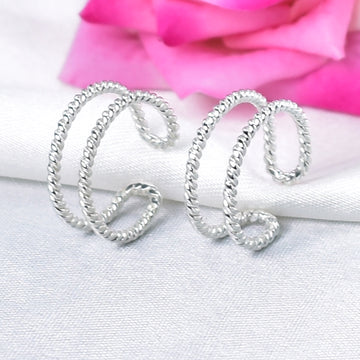 Dual band with rope design toe ring in 925 Sterling Silver