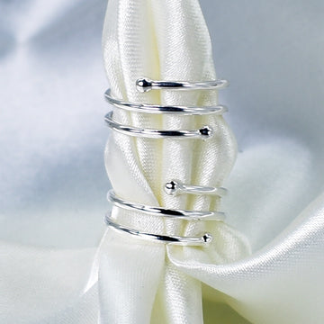 Adjustable spiral toe ring with minimalist ball ends in 925 sterling silver