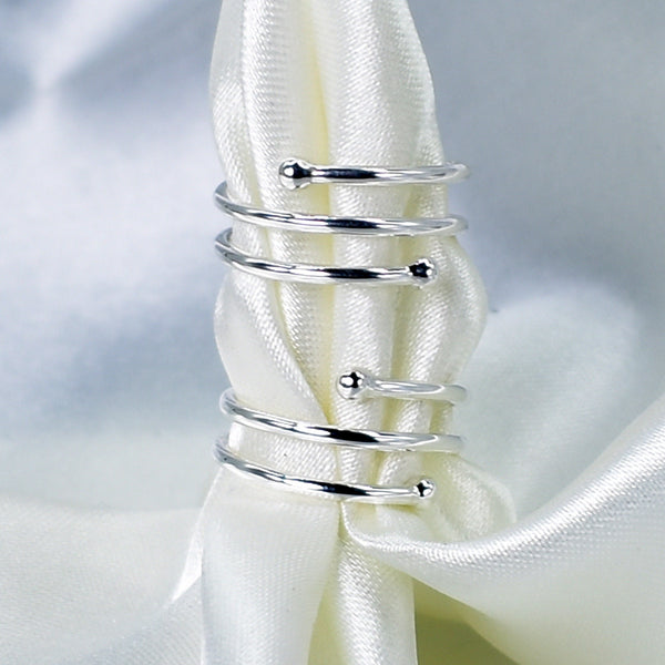 Adjustable spiral toe ring with minimalist ball ends in 925 sterling silver