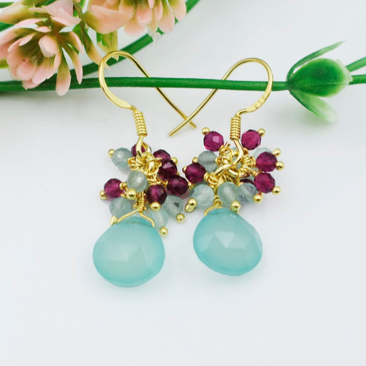 Aqua Chalcedony Earrings