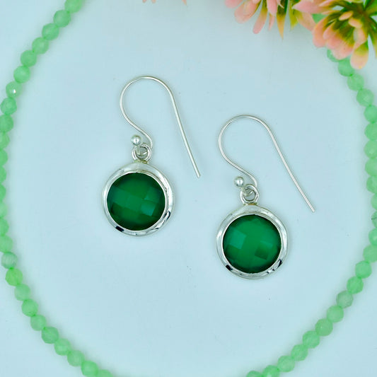 Dainty Green Onyx Earring