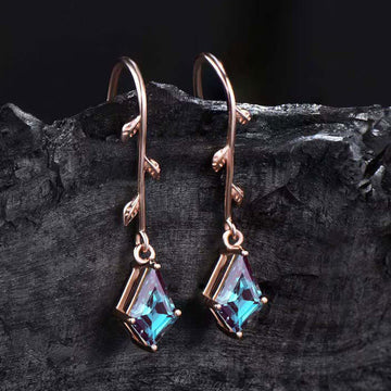 Leaf Designer Alexandrite Earrings