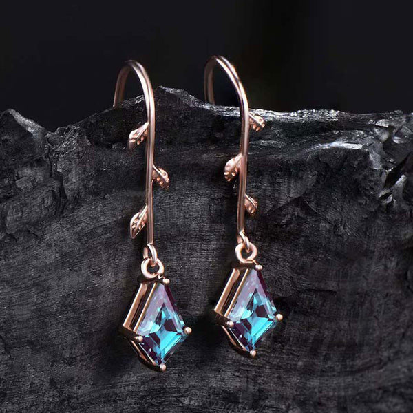 Leaf Designer Alexandrite Earrings