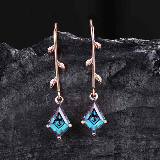 Leaf Designer Alexandrite Earrings