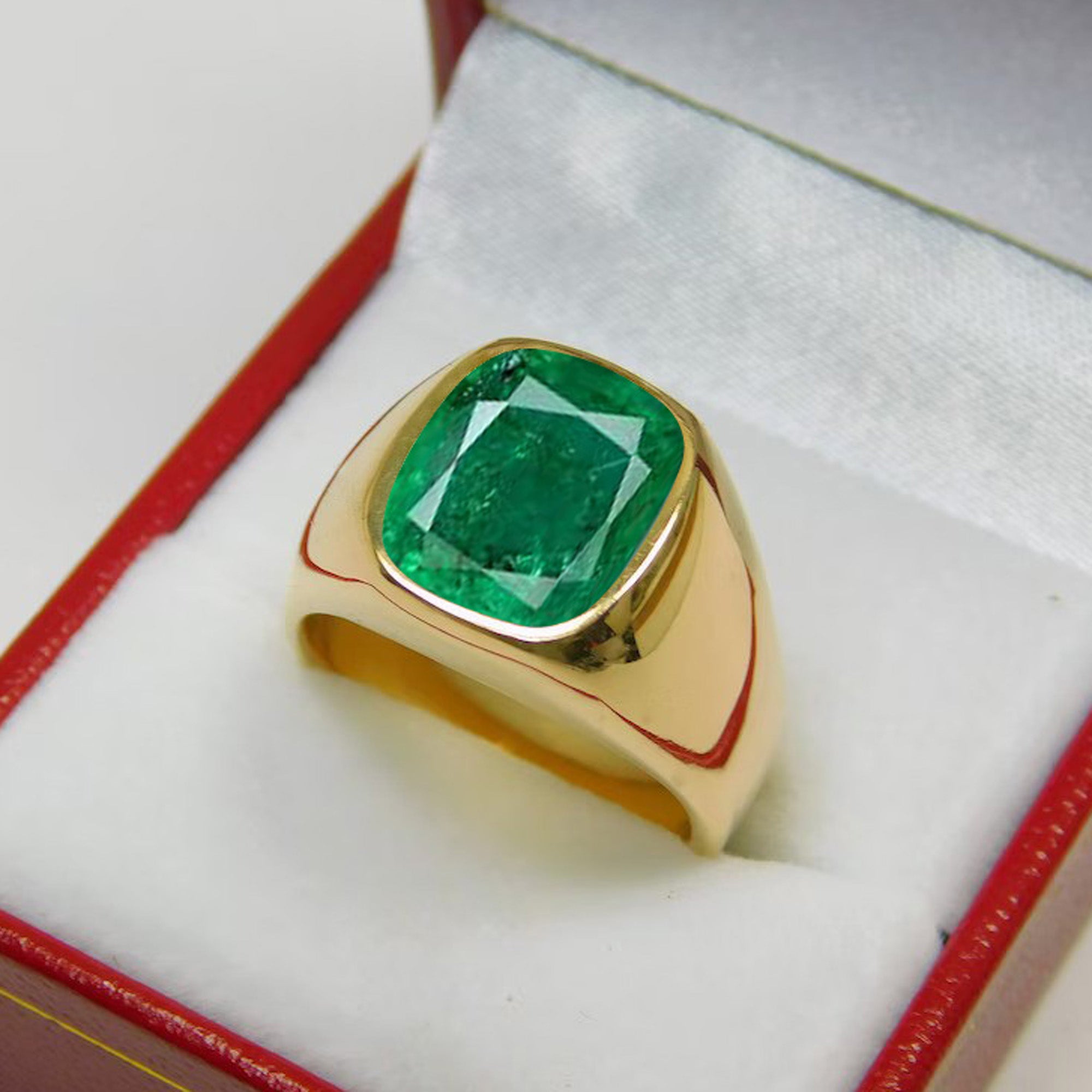 Bold Men's Emerald Ring in Gold Finish – Statement of Royal Power & Elegance