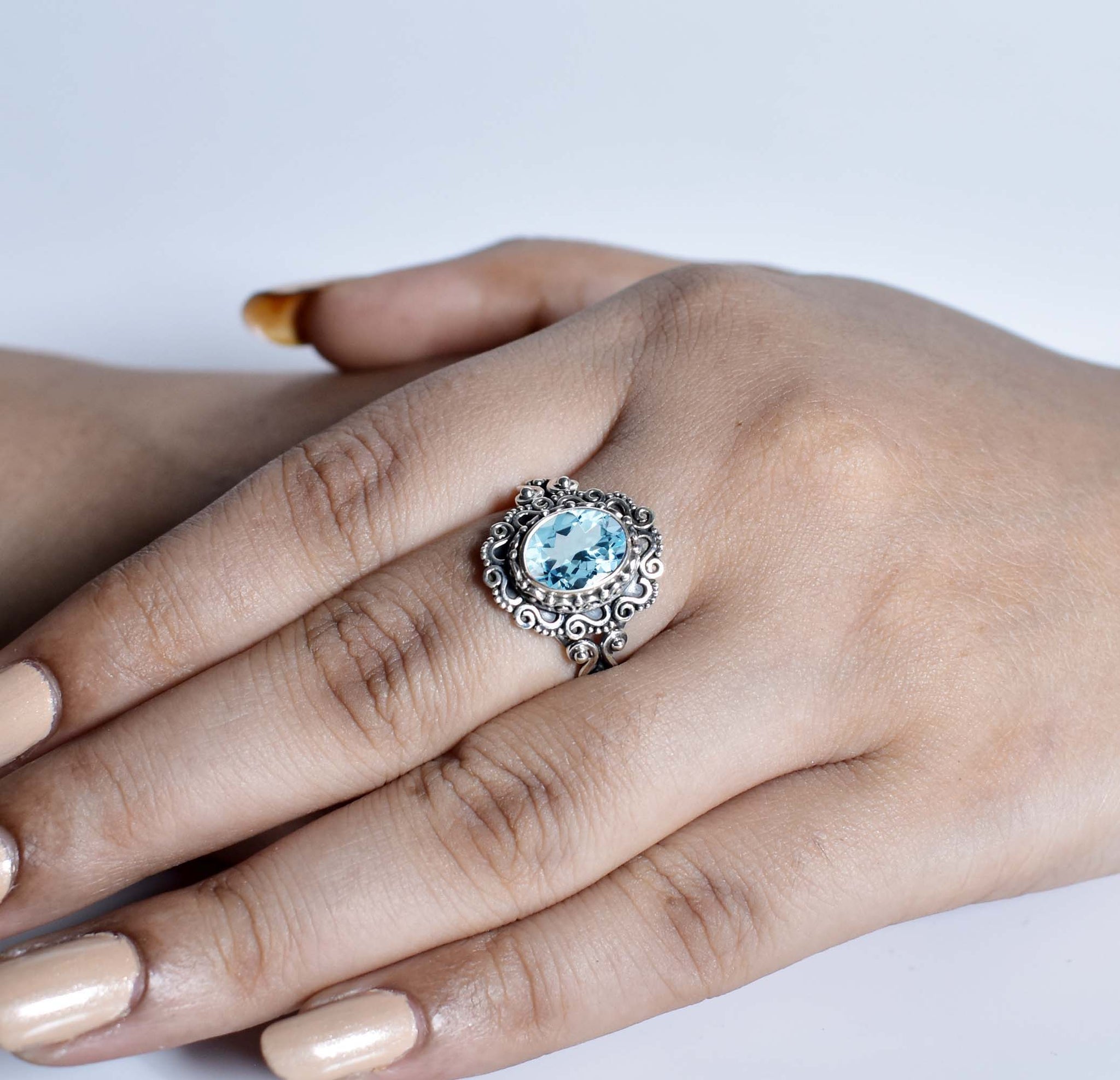 Handmade Vintage Ring in Sterling Silver – Choose Your Favorite Gemstone