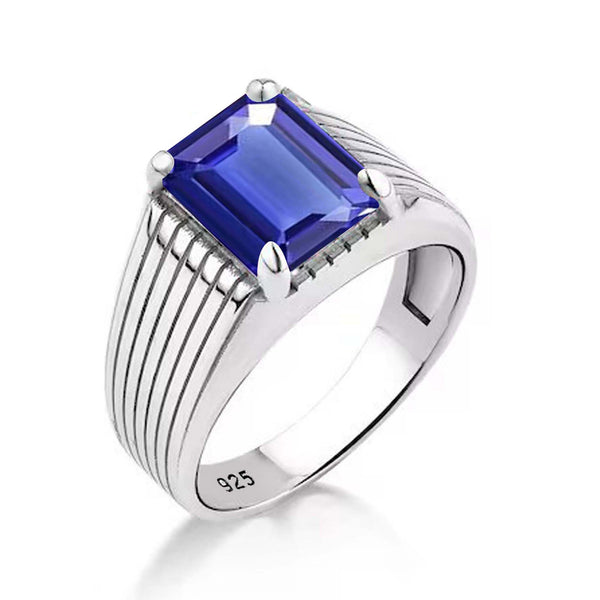 Faceted Octagon Cut Gemstone Ring in 925 sterling silver available in many gemstone types