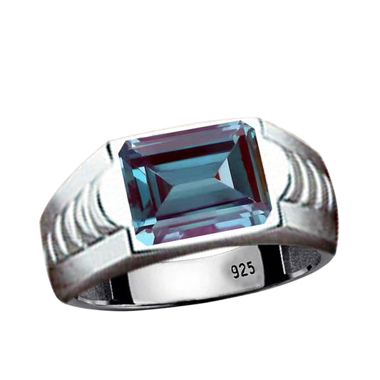 Alexandrite stone color changing silver ring