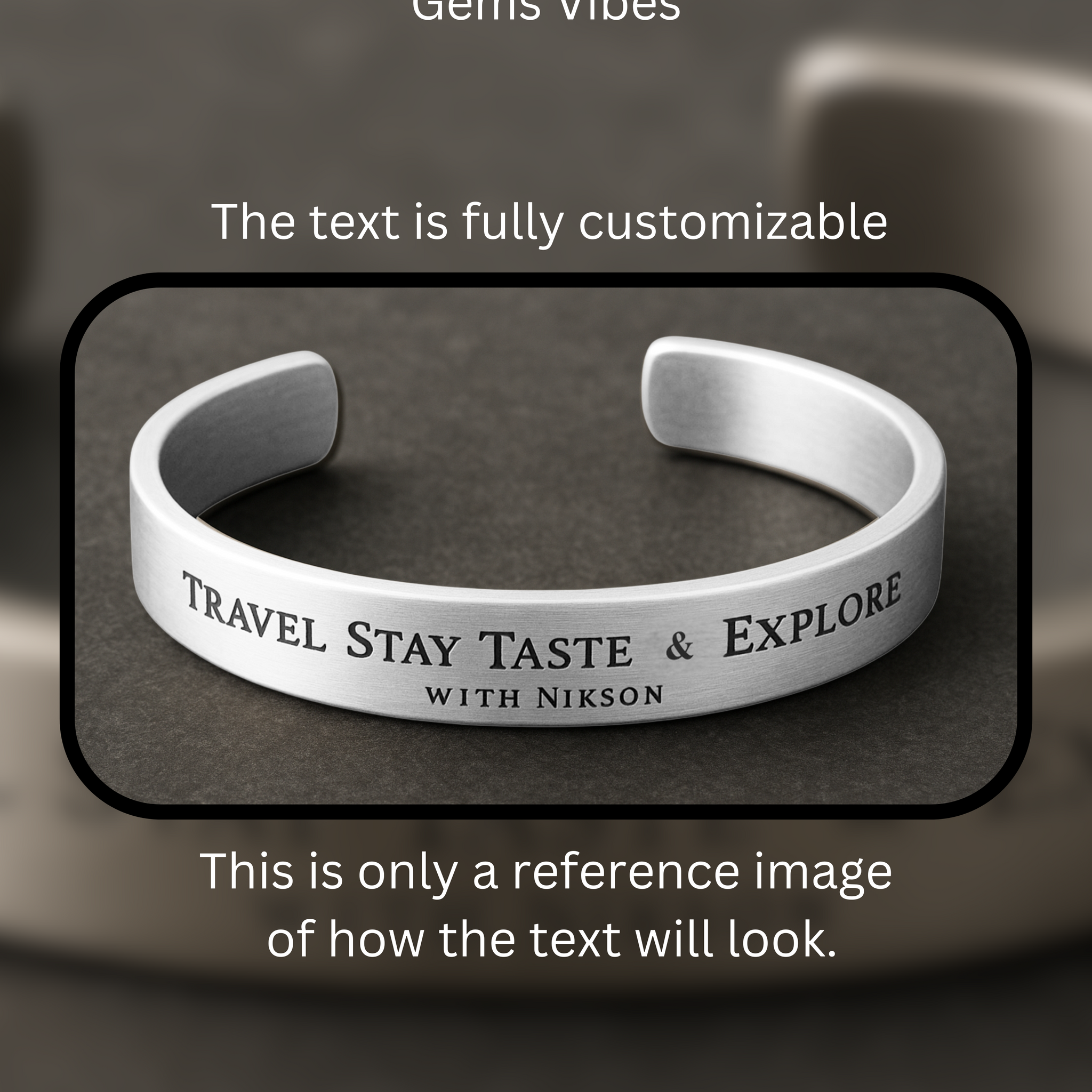 Customizable text bangle in 925 sterling silver