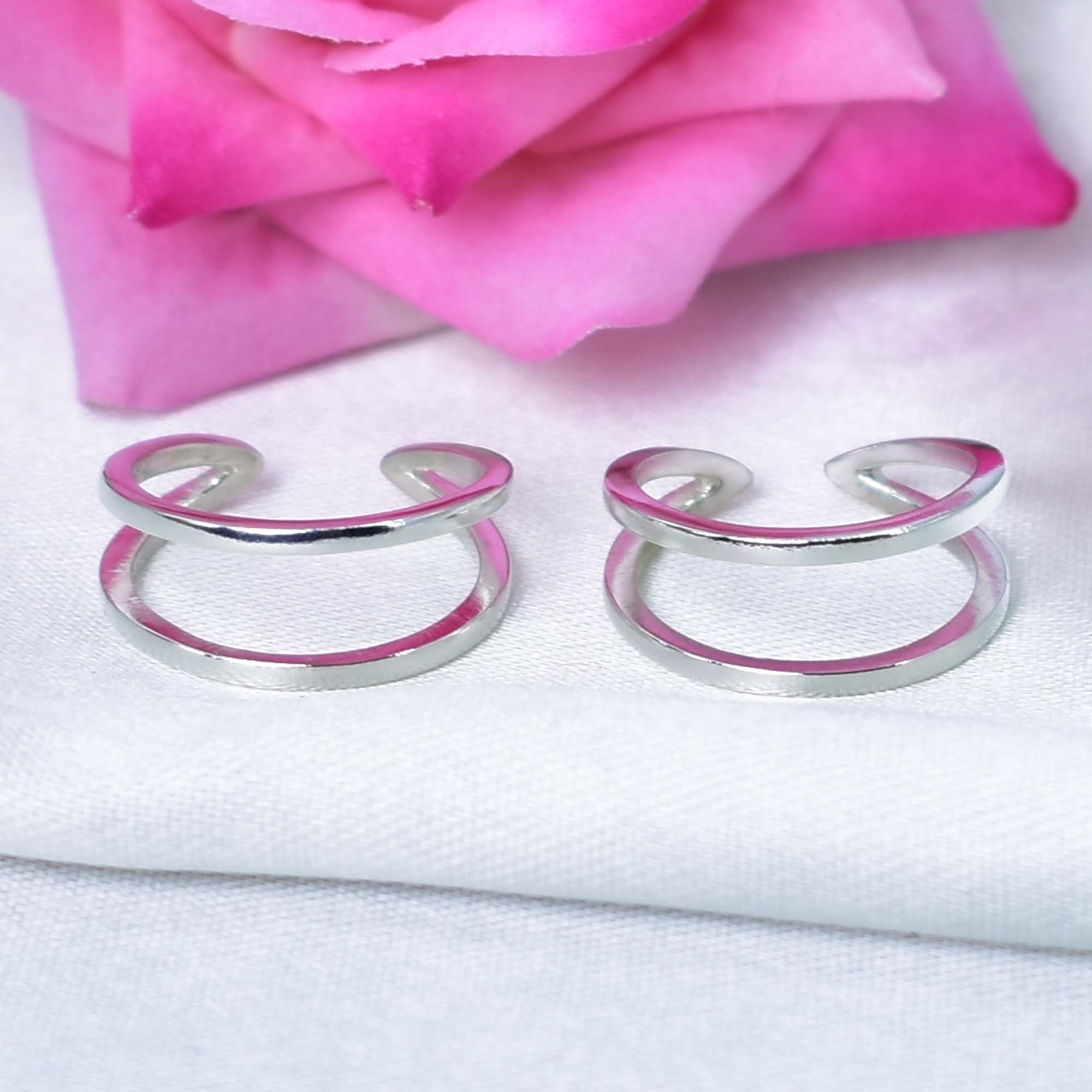 925 sterling silver double band sleek design toe ring – Adjustable & Minimalist