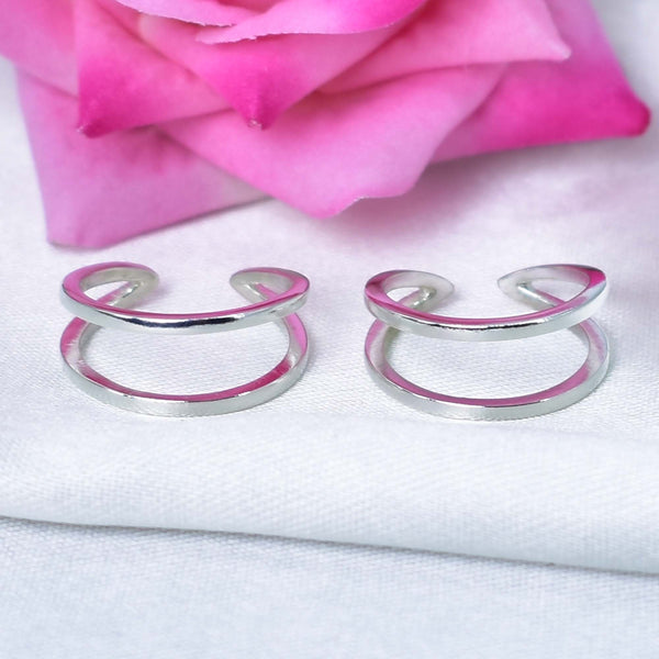 925 sterling silver double band sleek design toe ring – Adjustable & Minimalist