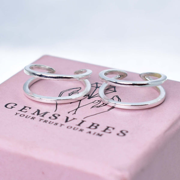 925 sterling silver double band sleek design toe ring – Adjustable & Minimalist