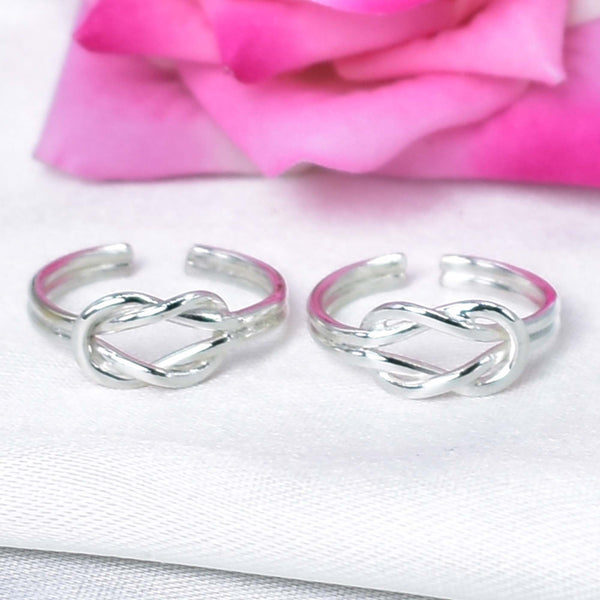 Double knot design toe ring adjustable band in 925 sterling silver
