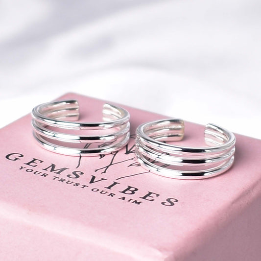 Triple band 925 sterling silver toe ring – Bold & Adjustable