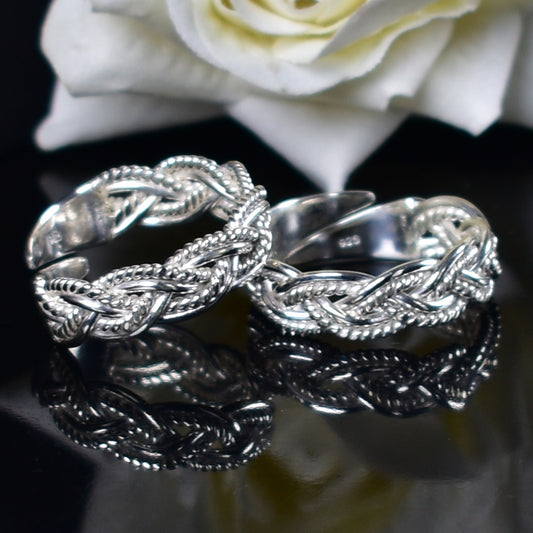 925 sterling silver braided adjustable toe ring