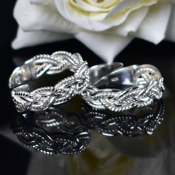 925 sterling silver braided adjustable toe ring