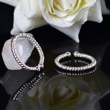 Rope texture open toe ring crafted in 925 Sterling Silver