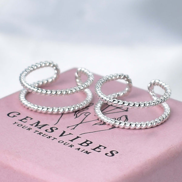 Dual band with rope design toe ring in 925 Sterling Silver