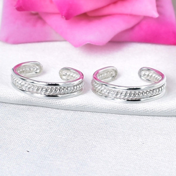 Braided rope design toe ring in 925 sterling silver