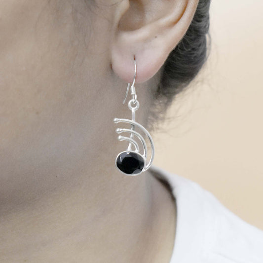 Dainty Black Onyx Earring