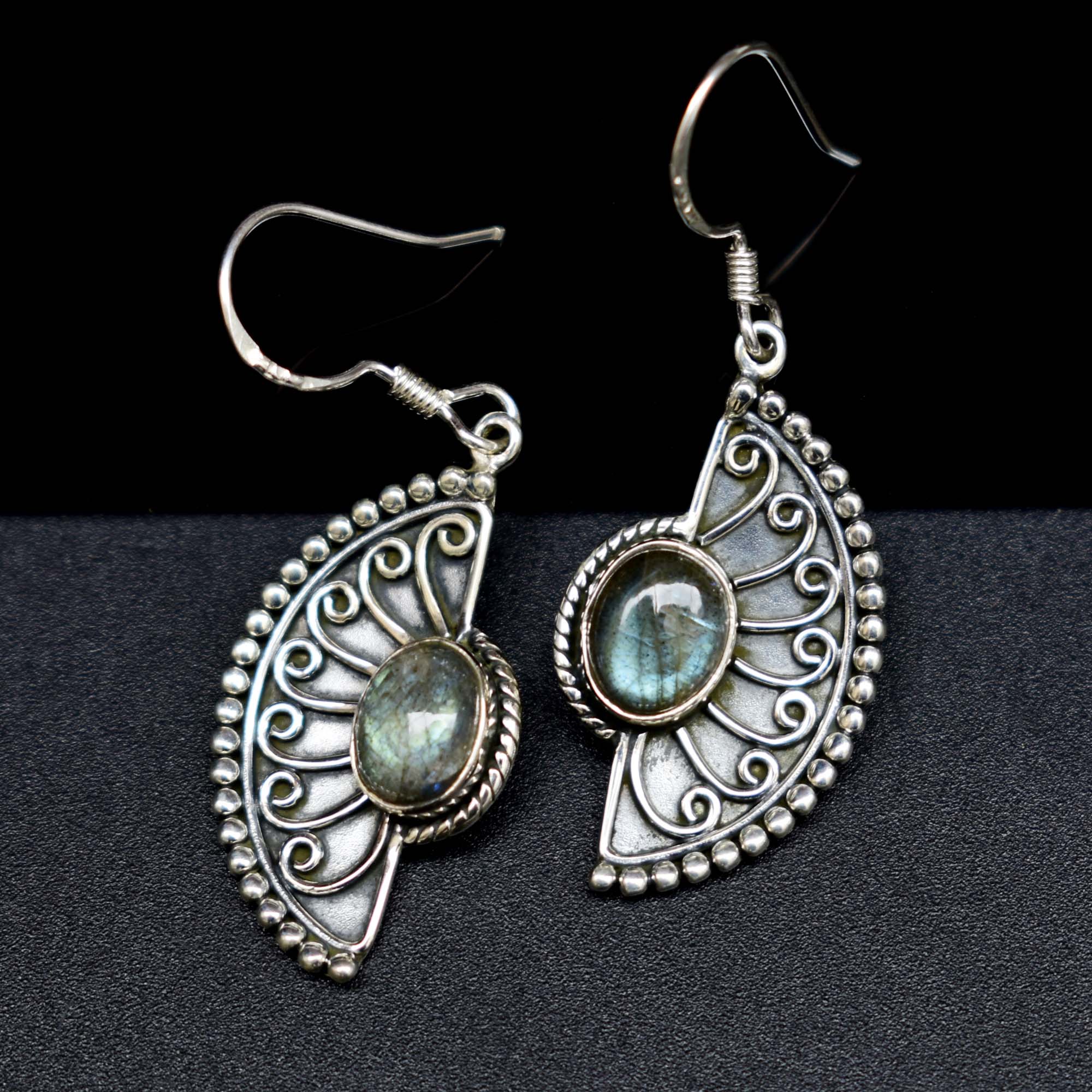 Blue Fire Labradorite Earring