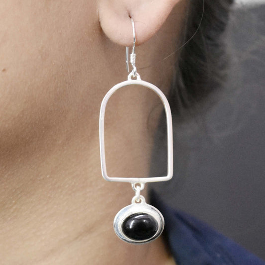 Black Onyx Hook Earring