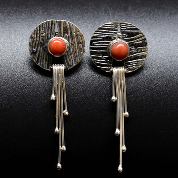 Red Coral Studs Earring