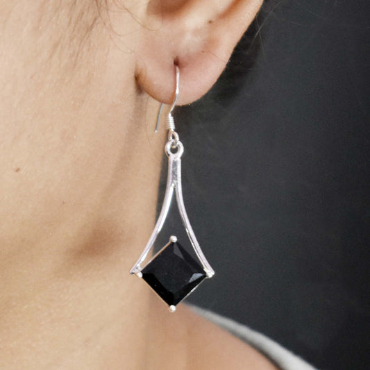 Dainty Black Onyx Earring