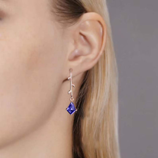 Vintage Tanzanite Leaf Earrings