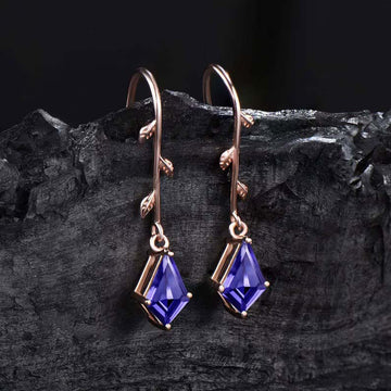 Vintage Tanzanite Leaf Earrings