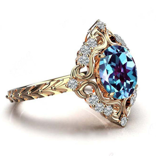 Inspired Bridal Set Alexandrite Ring