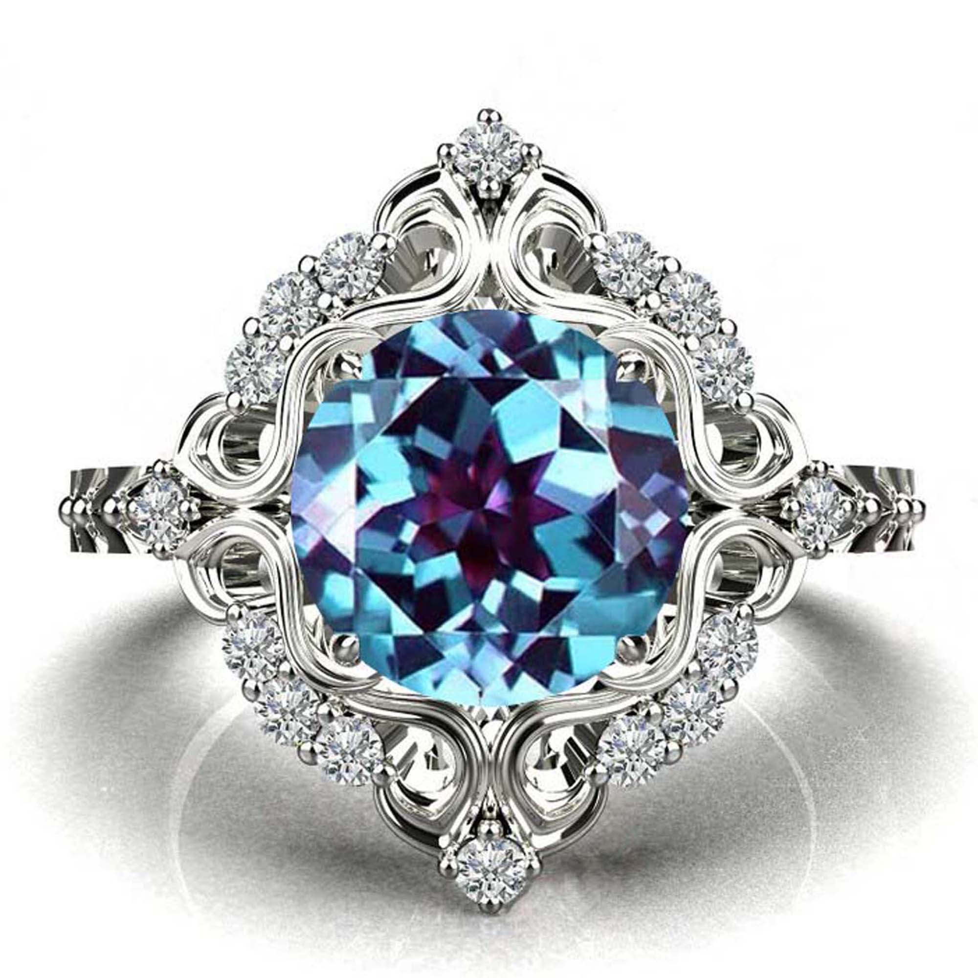 Inspired Bridal Set Alexandrite Ring