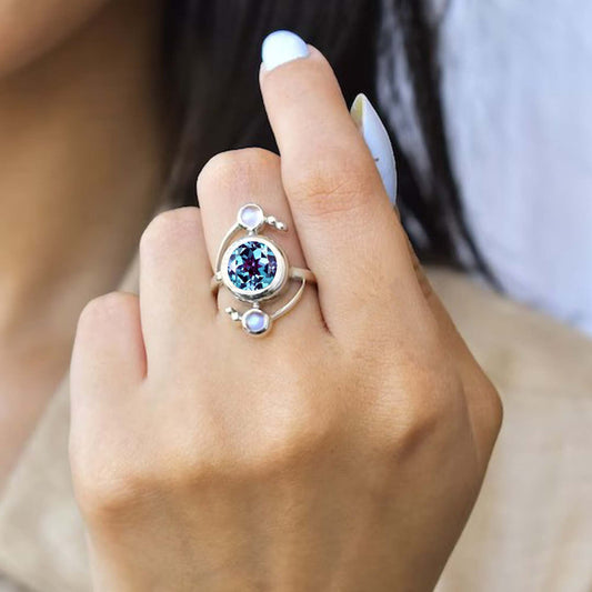 Alexandrite With Moonstone Ring