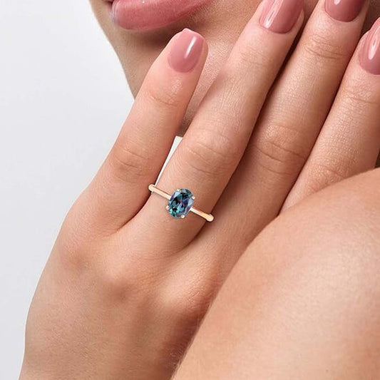 Women Dainty Alexandrite Ring