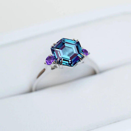 Multicolor Gemstone Alexandrite Ring