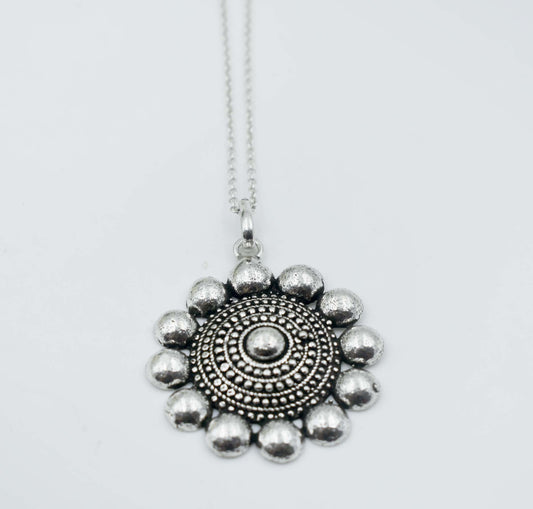 Vintage Oxidized Silver Chain Pendant