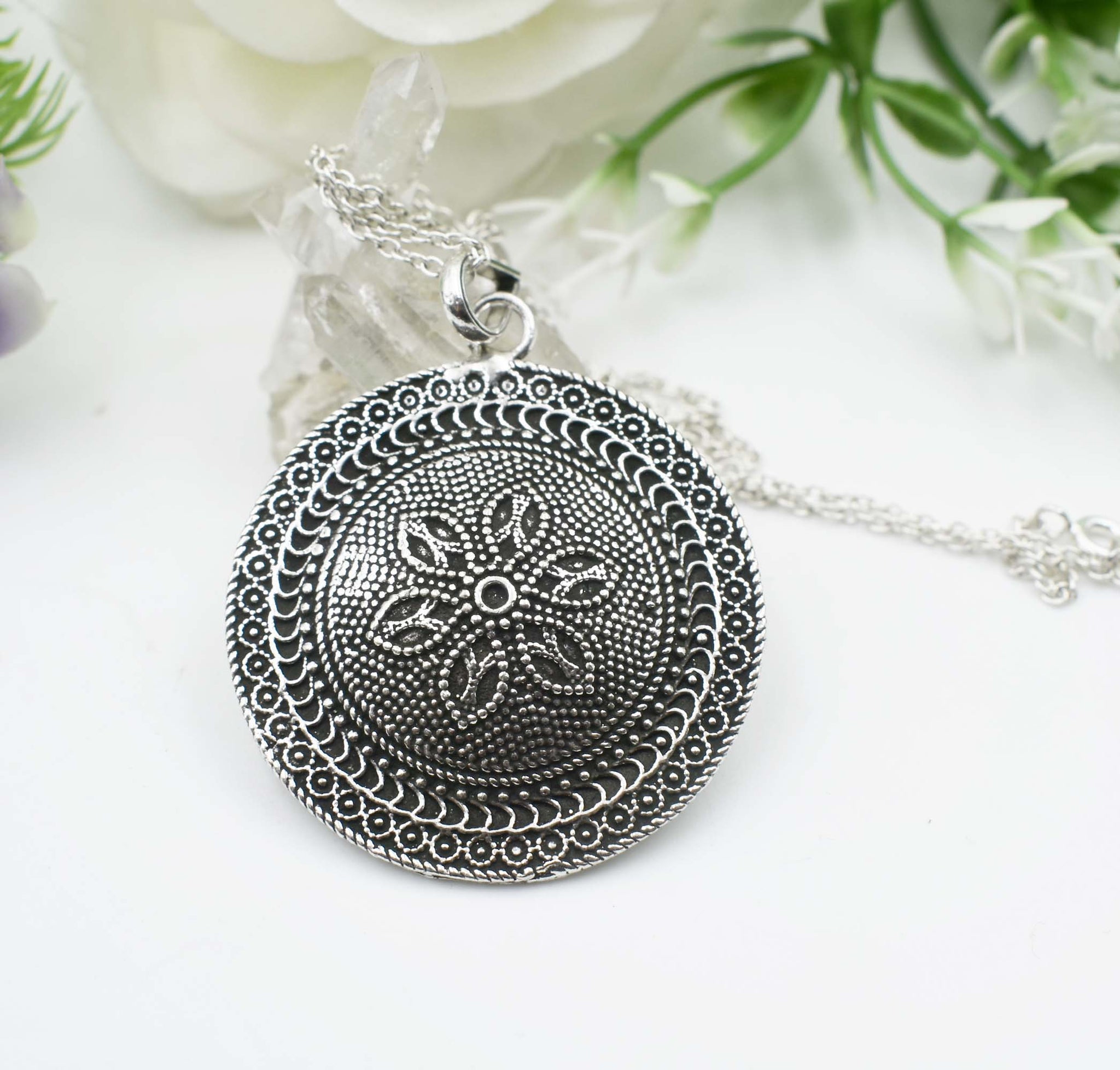 Unique Oxidized Filigree Boho Pendant