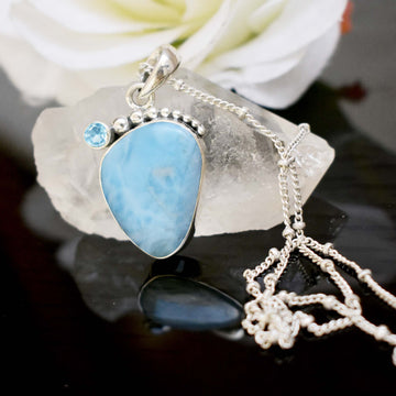 Larimar With Blue Topaz Pendant