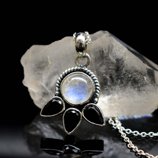 Black Onyx Moonstone Pendant