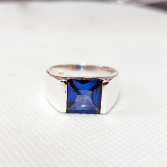 Blue Tanzanite Silver Ring