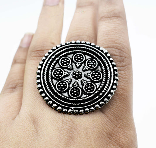 Designer Silver Oxidized Ring