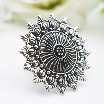 Unique Floral Designer Silver Ring