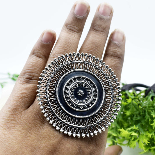 Floral Designing Oxidized Ring