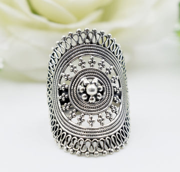 Filigree Designer Silver Ring