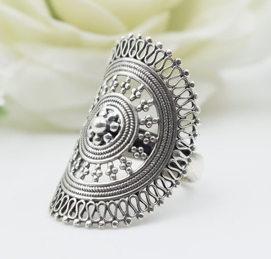 Filigree Designer Silver Ring