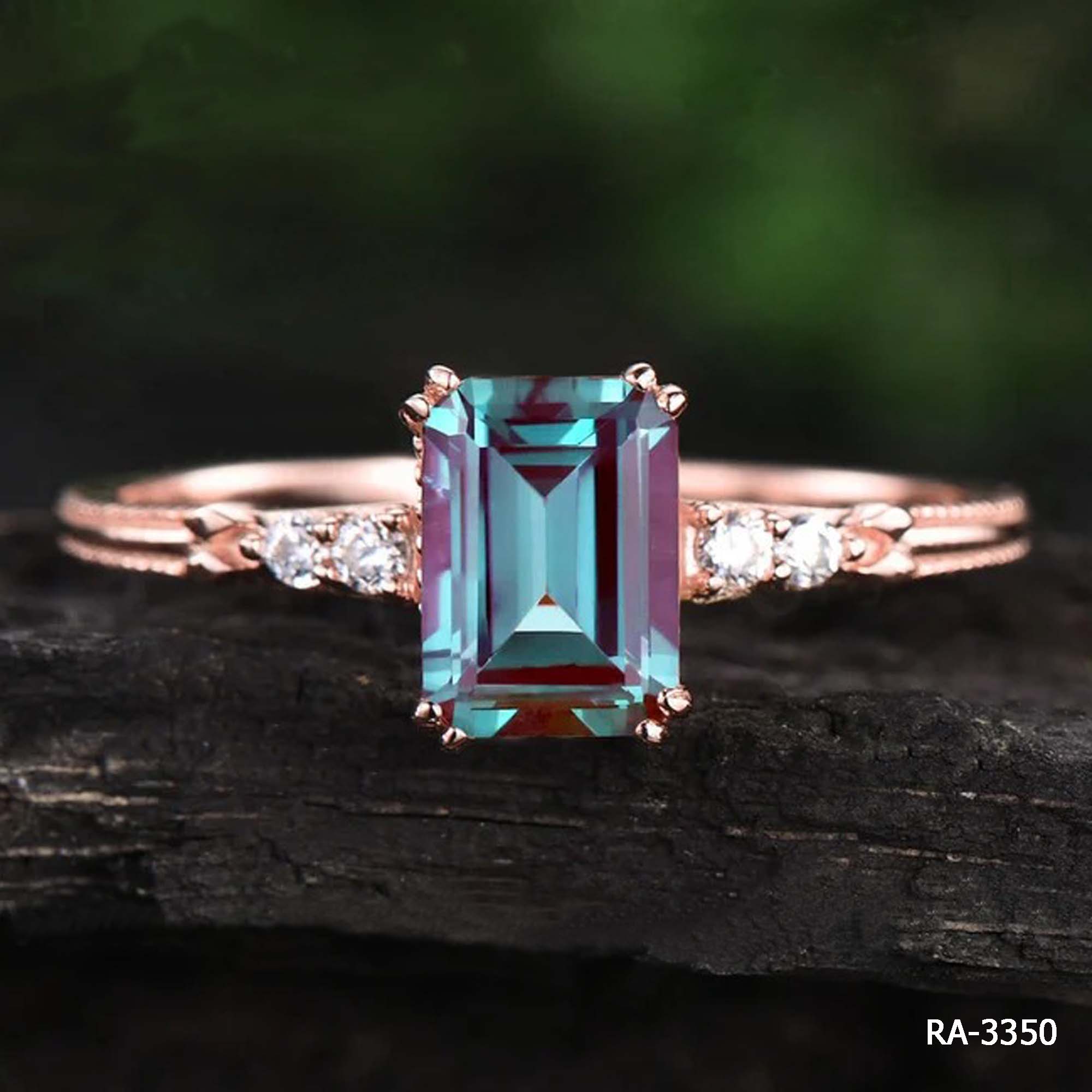 Emerald Cut Alexandrite Ring For Her